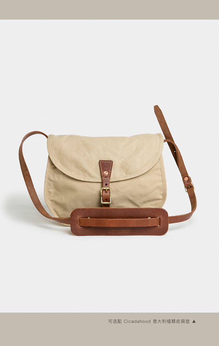 broodxcicada日本冈山防水帆布单肩马鞍包卡其