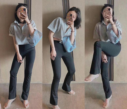 HIDEMI黑色喇叭弹力显瘦神裤 商品图4