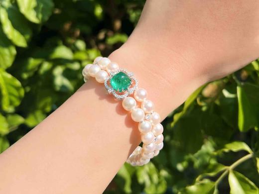 祖母绿钻石珍珠手链 7.8克拉糖塔祖母绿 商品图2