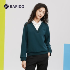 RAPIDO雳霹道 2022年春季新品女士假两件卫衣翻领套头卫衣外套CP2141L39M