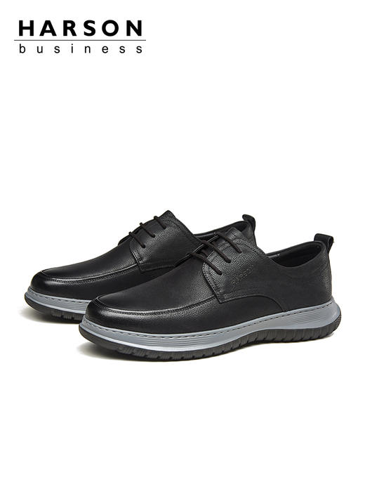 哈森男鞋春季新款休闲皮鞋男英伦商务休闲鞋真皮软底鞋子MS24010 商品图1