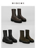 HIDEMI简约加厚增高底女鞋牛皮擦色短靴 黑色牛皮/棕色牛皮/墨绿色麂皮 商品缩略图0