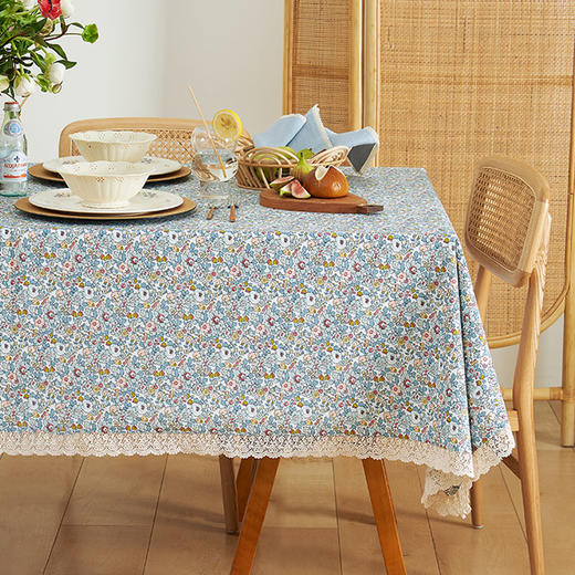 地中海田园碎花美式纯棉餐桌布 商品图0