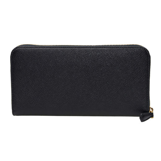 PRADA 普拉达 女士大号 Saffiano 十字纹皮革金属刻字徽标票夹钱包 黑色 1ML506 QWA F0002 商品图2