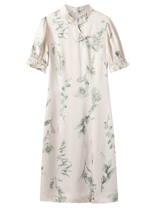 【周四精选福利】HeyDress烟雨旗袍连衣裙女春季新款气质改良旗袍裙法式泡泡袖裙子 商品图4