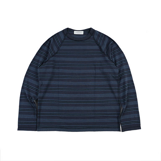 UNUSED RAGLAN BORDER L/S TEE 再生棉插肩袖条纹拼接长袖T恤 商品图2