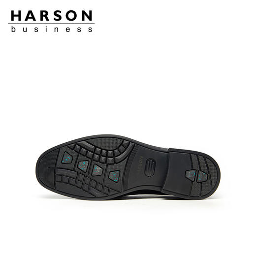 哈森男鞋套脚商务休闲男士皮鞋英伦压花真皮乐福鞋男MS24918 商品图3