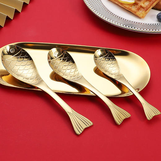 勺子韩式可爱304不锈钢勺子长柄调羹勺网红勺子儿童汤匙锦鲤鱼勺 商品图6