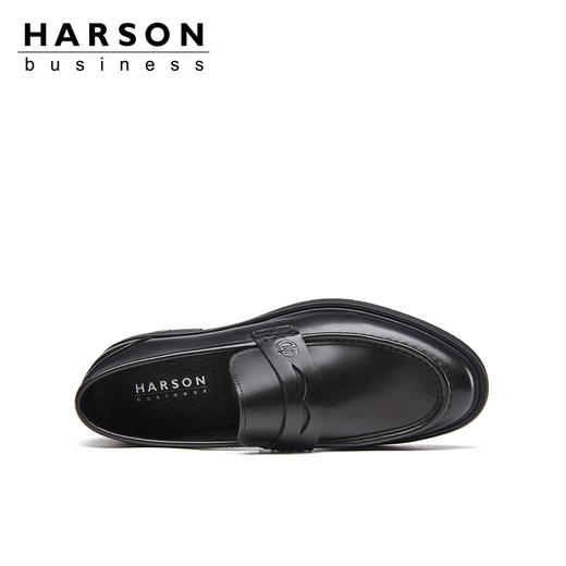 哈森男鞋一脚蹬商务休闲皮鞋男英伦风真皮男士皮鞋MS25003 商品图3