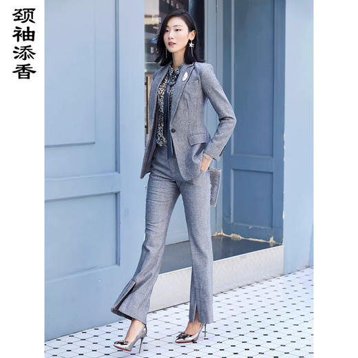 人字纹 颈袖添香-史密斯西装套裤-91A2642A 电视剧《危机公关》赞助款式 建议搭配豹纹衬衫一起整体购入 商品图6