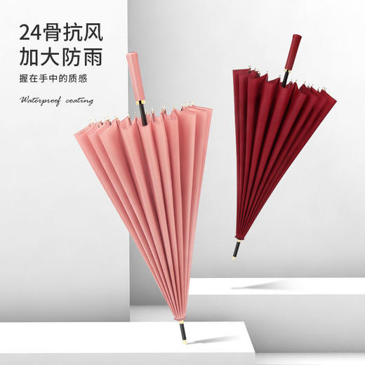 24骨遇水开花 高颜值韩版简约长柄大雨伞晴雨两用 商品图3