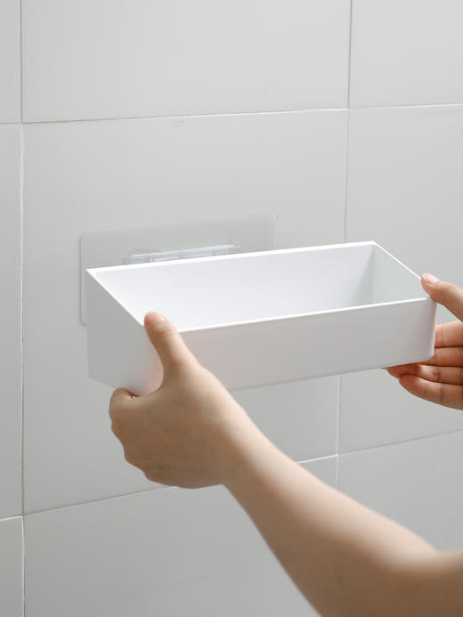 霜山免打孔墙上置物架浴室卫生间洗漱台承重3kg无痕壁贴式收纳架 商品图3