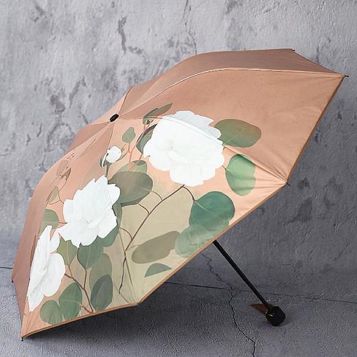 沛欣仿古色长柄伞原创栀子花三折16骨复古风国潮流苏木柄伞晴雨伞 商品图2
