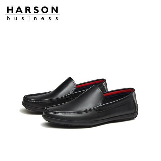 哈森男鞋2022春季一脚蹬乐福鞋男英伦商务休闲皮鞋MS23406 商品图3