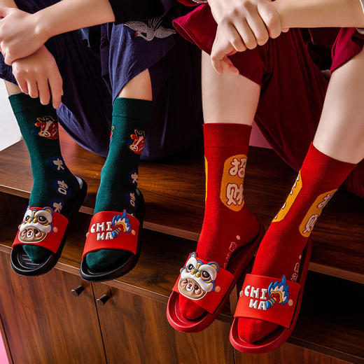 拖鞋夏女国潮卡通大红本命年外穿情侣学生宿舍洗澡防滑厚底凉拖鞋 商品图5