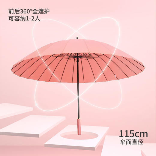 24骨遇水开花 高颜值韩版简约长柄大雨伞晴雨两用 商品图5