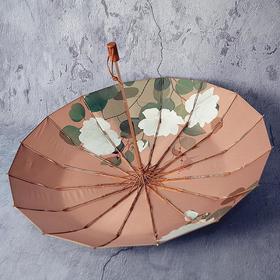 沛欣仿古色长柄伞原创栀子花三折16骨复古风国潮流苏木柄伞晴雨伞