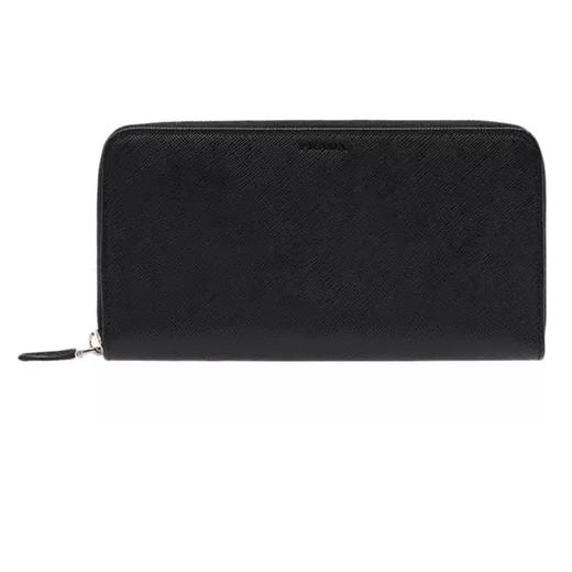 PRADA 普拉达 男士 Saffiano 十字纹皮革字母徽标拉链票夹钱包 黑色 2ML317 053 F0002 商品图0