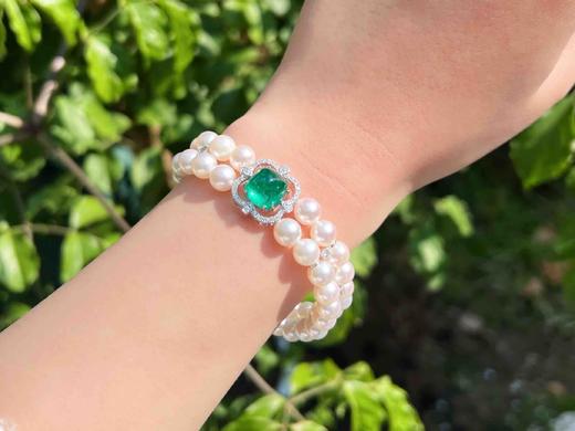 祖母绿钻石珍珠手链 7.8克拉糖塔祖母绿 商品图0