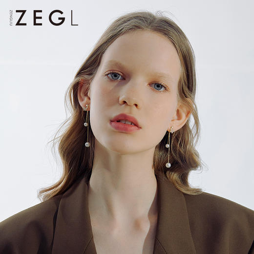 ZENGLIU流苏显脸瘦的长款耳环女气质仿珍珠耳坠蝴蝶耳钉银针耳饰 商品图3