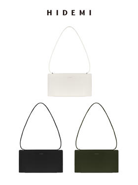 HIDEMI 简约设计感牛皮豆腐包 白色/摩卡棕绿/黑色