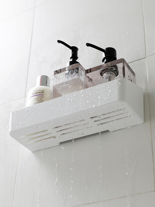 霜山免打孔墙上置物架浴室卫生间洗漱台承重3kg无痕壁贴式收纳架 商品图0