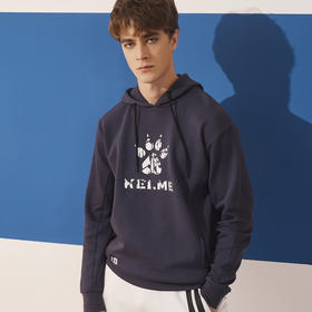 卡尔美  运动卫衣新款大LOGO针织连帽套头衫宽松休闲上衣男