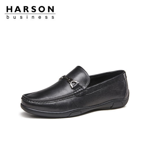 哈森男鞋春季一脚蹬乐福鞋男英伦商务休闲皮鞋男真皮鞋子MS24009 商品图1