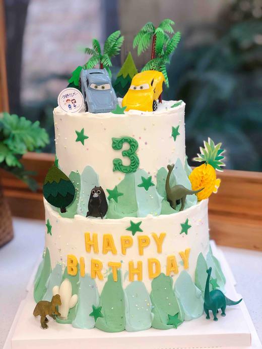 双层麦昆汽车恐龙奶油蛋糕 下单前请仔细阅读商品详情 商品图0