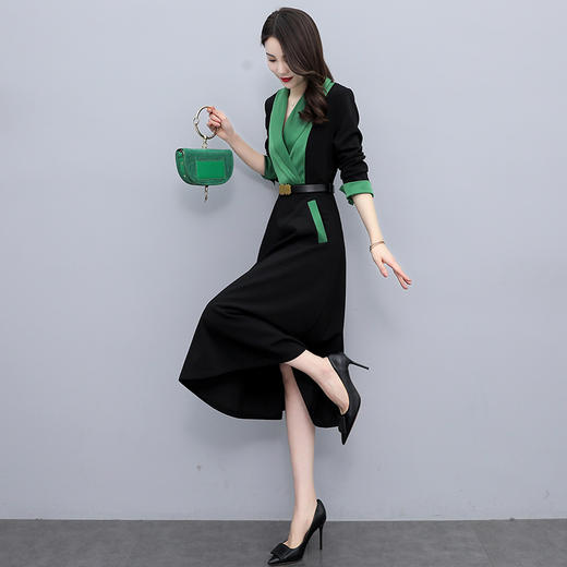 时尚个性，撞色拼接连衣裙接头通勤连衣裙HR-MYYS8016 商品图4