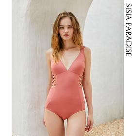 sisia2022时尚新款泳衣女泡温泉性感镂空纯欲深v连体游泳衣ins风