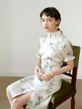 【周四精选福利】HeyDress烟雨旗袍连衣裙女春季新款气质改良旗袍裙法式泡泡袖裙子