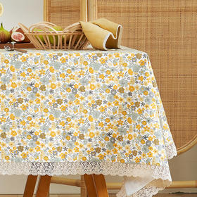 鹅黄碎花美式田园碎花长方形餐桌布