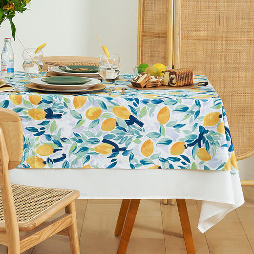 郁柠檬香印花田园长方形餐桌布 商品图3