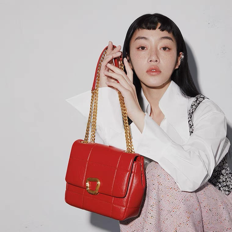 songmont中号巧克力包系列云吞锁扣设计师新款头层牛皮链条小方包