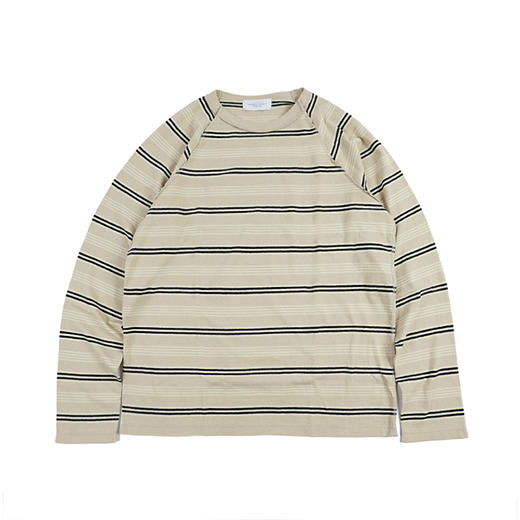 UNUSED RAGLAN BORDER L/S TEE 再生棉插肩袖条纹拼接长袖T恤 商品图4