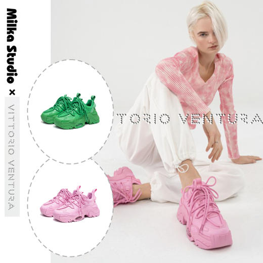 预售|VITTORIO VENTURA薇薇燃 牛皮纯色气垫厚底老爹鞋（默认顺丰到付 联系客服报销） . 潮快闪[福利品] 商品图2