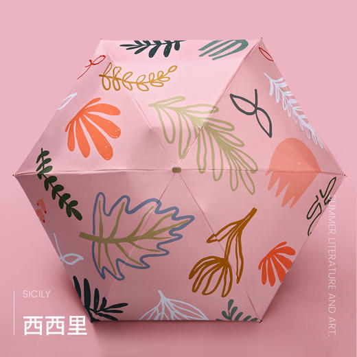 【夏日抽象艺术 轻巧便捷 防晒更有效】五折口袋晴雨伞超轻黑胶折叠遮阳防晒伞学生儿童创意广告礼品雨伞 商品图5