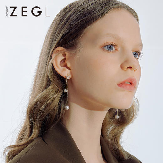 ZENGLIU流苏显脸瘦的长款耳环女气质仿珍珠耳坠蝴蝶耳钉银针耳饰 商品图2