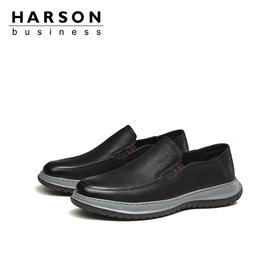 哈森男鞋春季新款乐福鞋男一脚蹬软底皮鞋英伦商务休闲鞋MS24011