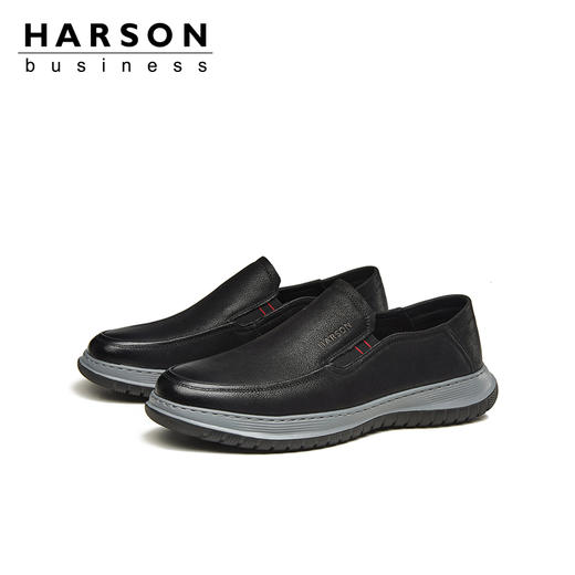 哈森男鞋春季新款乐福鞋男一脚蹬软底皮鞋英伦商务休闲鞋MS24011 商品图0
