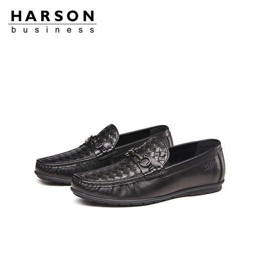 哈森男鞋一脚蹬乐福鞋男豆豆鞋英伦商务休闲皮鞋MS25001 商品图3