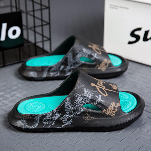 新款2022拖鞋男士夏季外穿软底防滑一字拖潮流厚底踩屎感国潮凉拖 商品图0