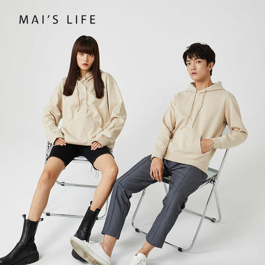 2022春款麻衣森活情侣款圆领款带帽款卫衣 商品图0