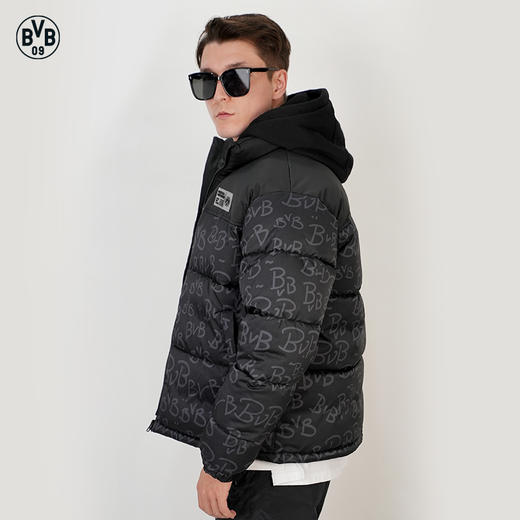 多特蒙德全幅印花拼接棉服米黄色款 商品图5