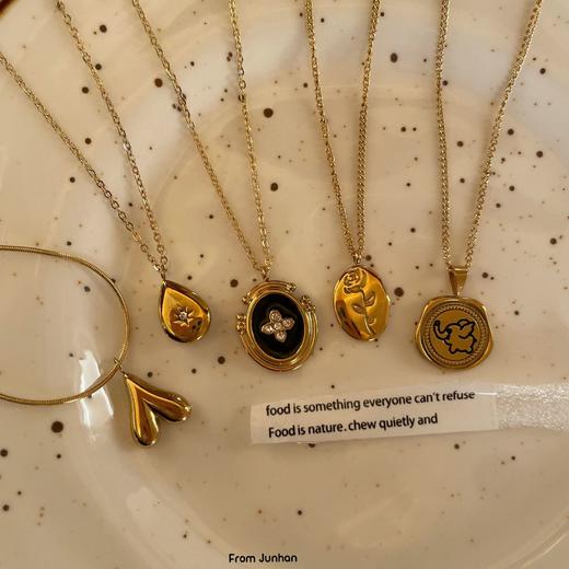 韩国INS金色圆形几何项链女锁骨链秋冬毛衣链外出气质甜美项饰 商品图2