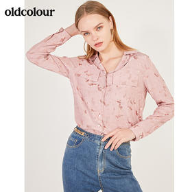 oldcolour春季口袋半开领休闲OL气质百搭长袖衬衫女N12013267