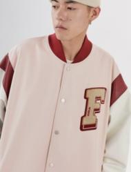 F426/BDWT21AW-2615粉白拼接棒球宽松休闲外套 商品图0