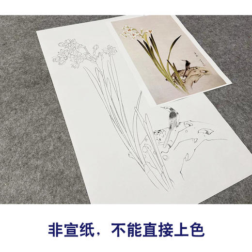 【无步骤】李长白竖幅工笔花鸟画白描底稿《清趣》LB15 商品图2