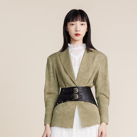 谜底2022春新款高端系列复古时尚宽肩窄腰西服外套女221GW0098